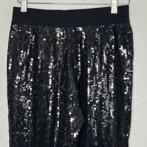 Alice + Olivia Sequence Straight Leg Pull On Pant Black Cocktail Small Vegas i17 - Picture 5 of 9